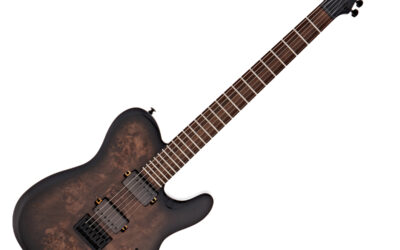 G4M 734 Pro Baritone Electric Guitar, Black Burl Burst