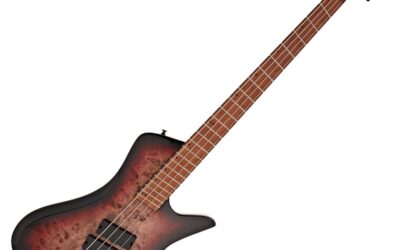 G4M 972 Fanned Fret Bass Guitar, Red Burl Burst